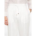 Brunello Cucinelli linen blend drawstring trousers