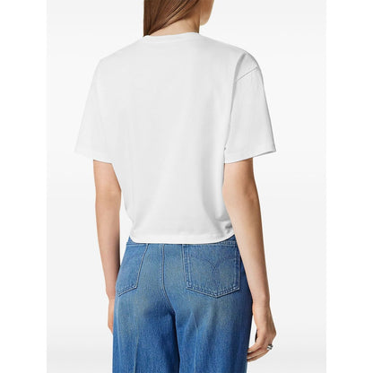 Versace logo-embroidered T-shirt in white