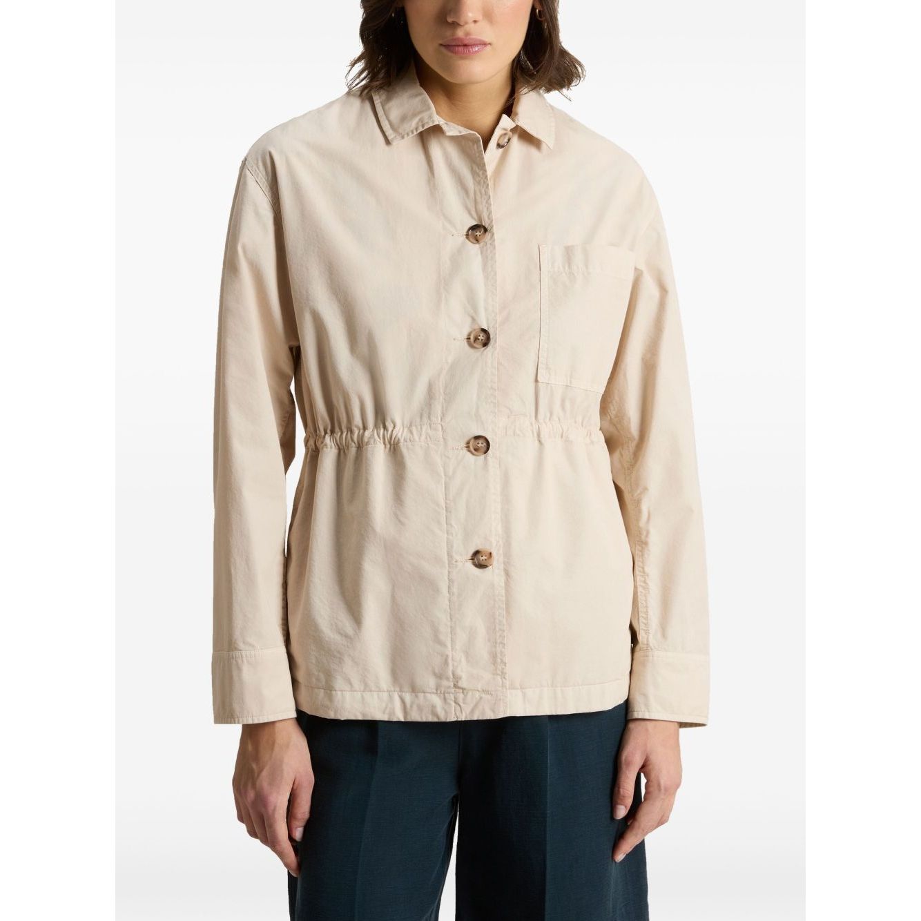 Woolrich Garment-Dyed Pure Cotton Overshirt beige