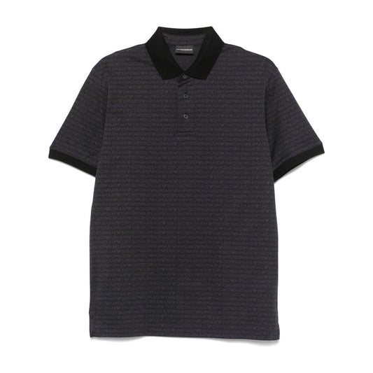 Emporio Armani jersey polo shirt with all-over jacquard lettering EM000788AF12916FC176-P25