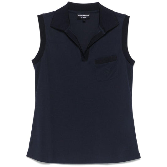 Emporio Armani Icon micro piquet crepe jersey top EW000669AF12367UB115-P25
