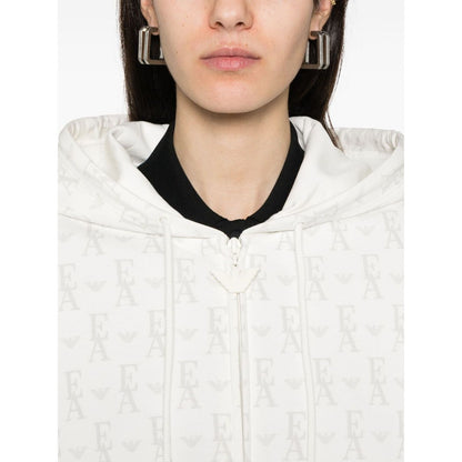 Emporio Armani Zip-up hoodie in double jersey with all-over lettering