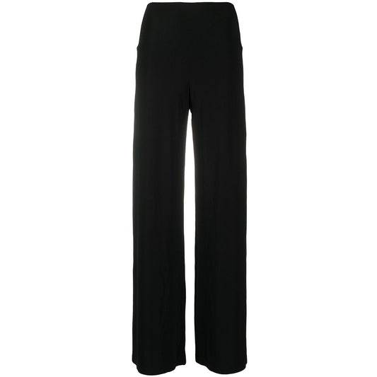 Norma Kamali Trousers Black, mid-rise wide leg ankle-length black jersey trousers with a stretch design.