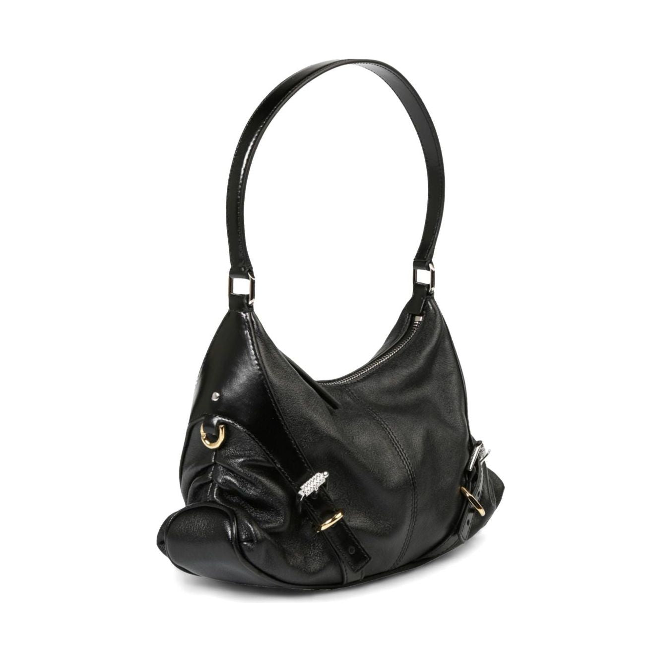 Front view with bag zipped and handles upright.