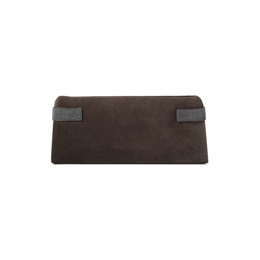Brunello Cucinelli Essence pouch bag in suede with precious bands