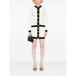 Balmain Button-embellished ribbed-knit mini skirt
