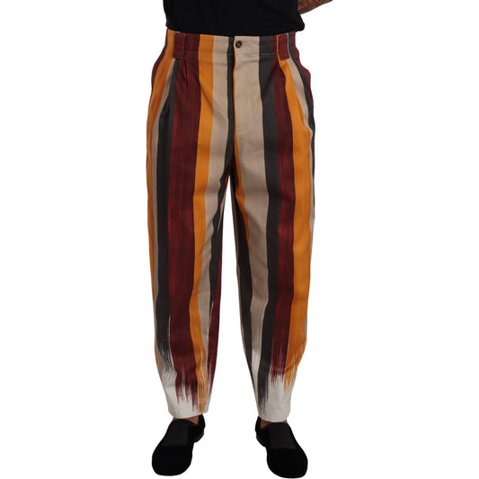 Dolce & Gabbana Multicolor Striped Cotton Tapered Trouser Pants