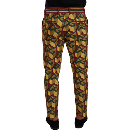 Dolce & Gabbana Multicolor Logo Mania Cotton Tapered Trouser Pants