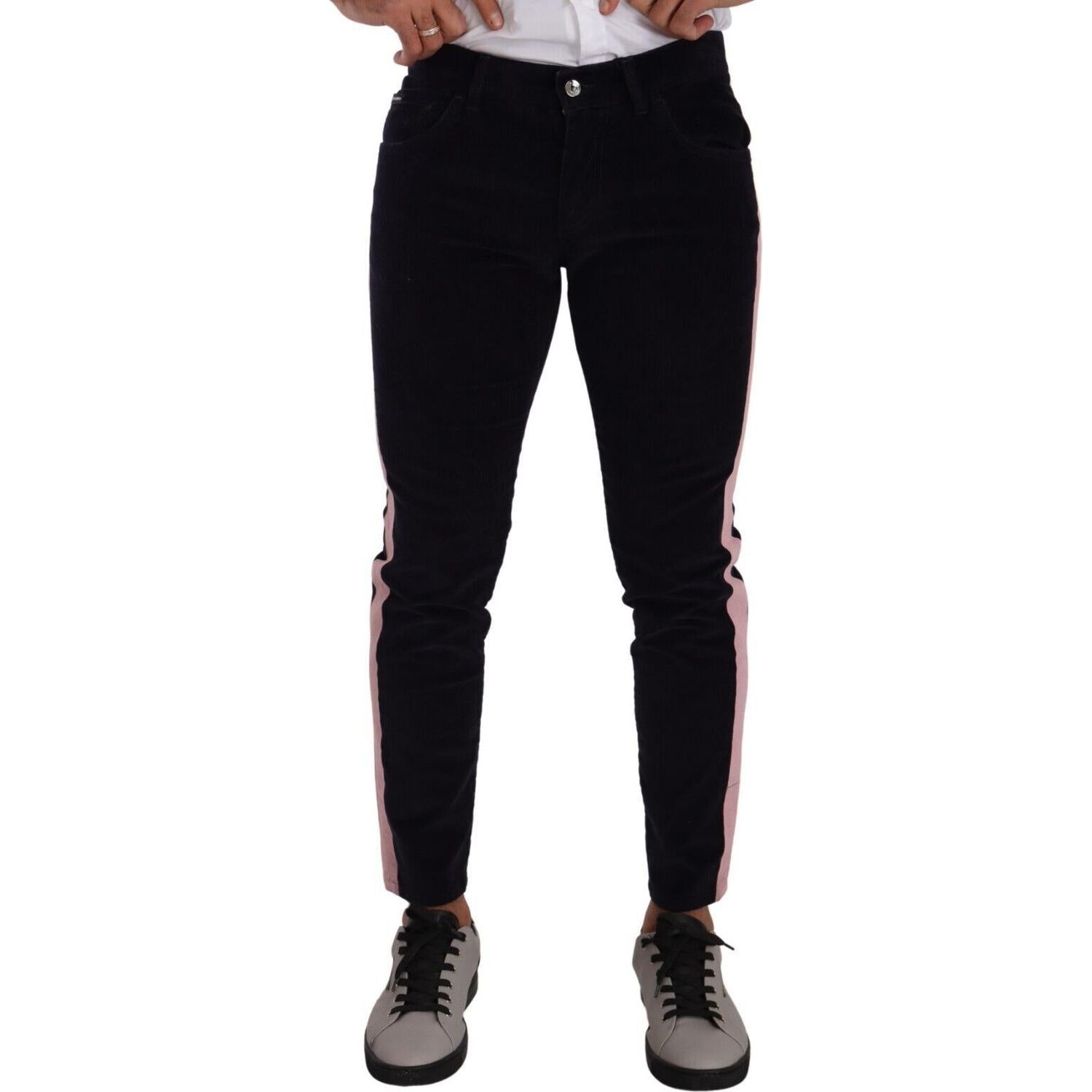 Dolce & Gabbana Blue Corduroy Cotton Stretch Skinny Jeans