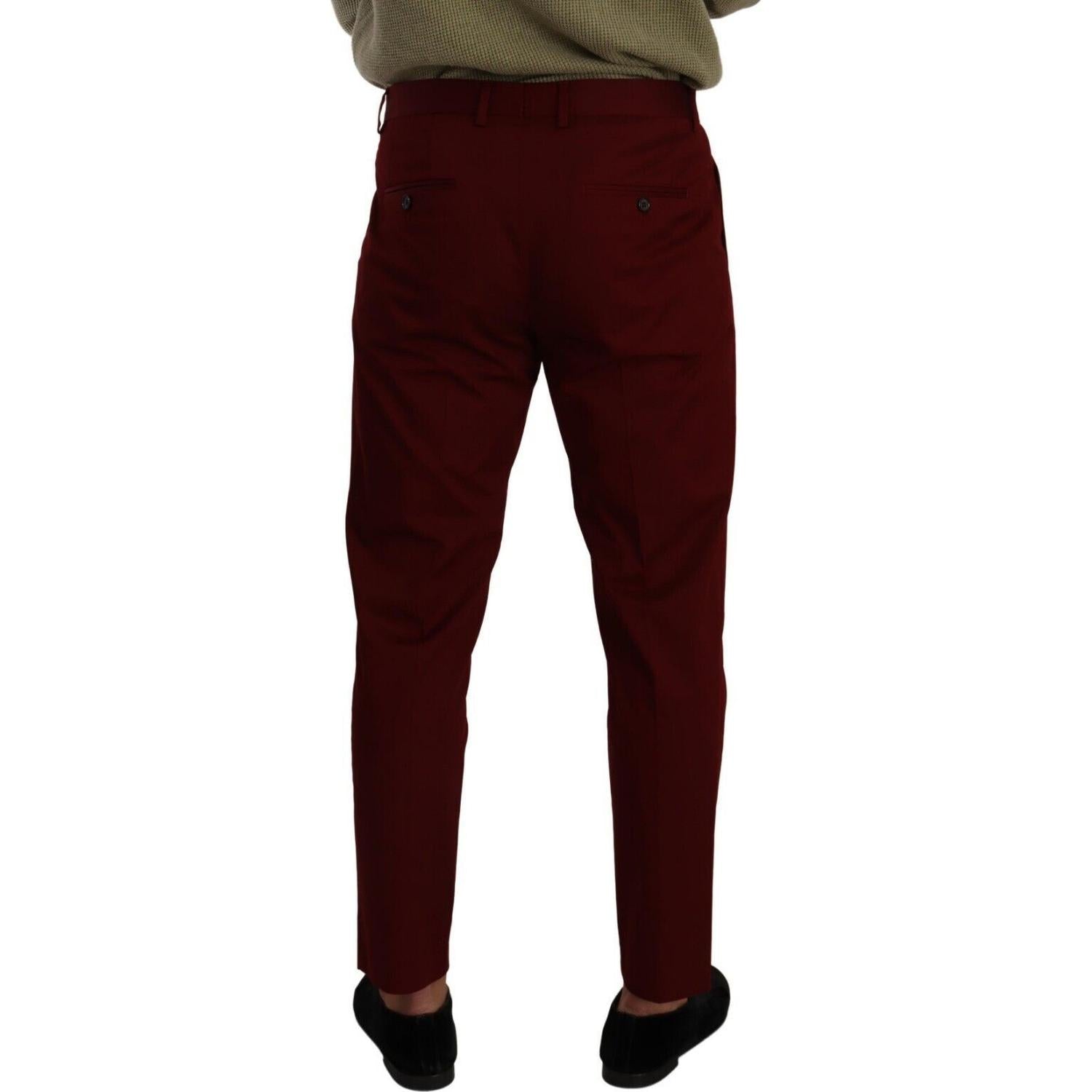 Dolce & Gabbana Dark Red Cotton Mens Chinos Trouser Dress Pants