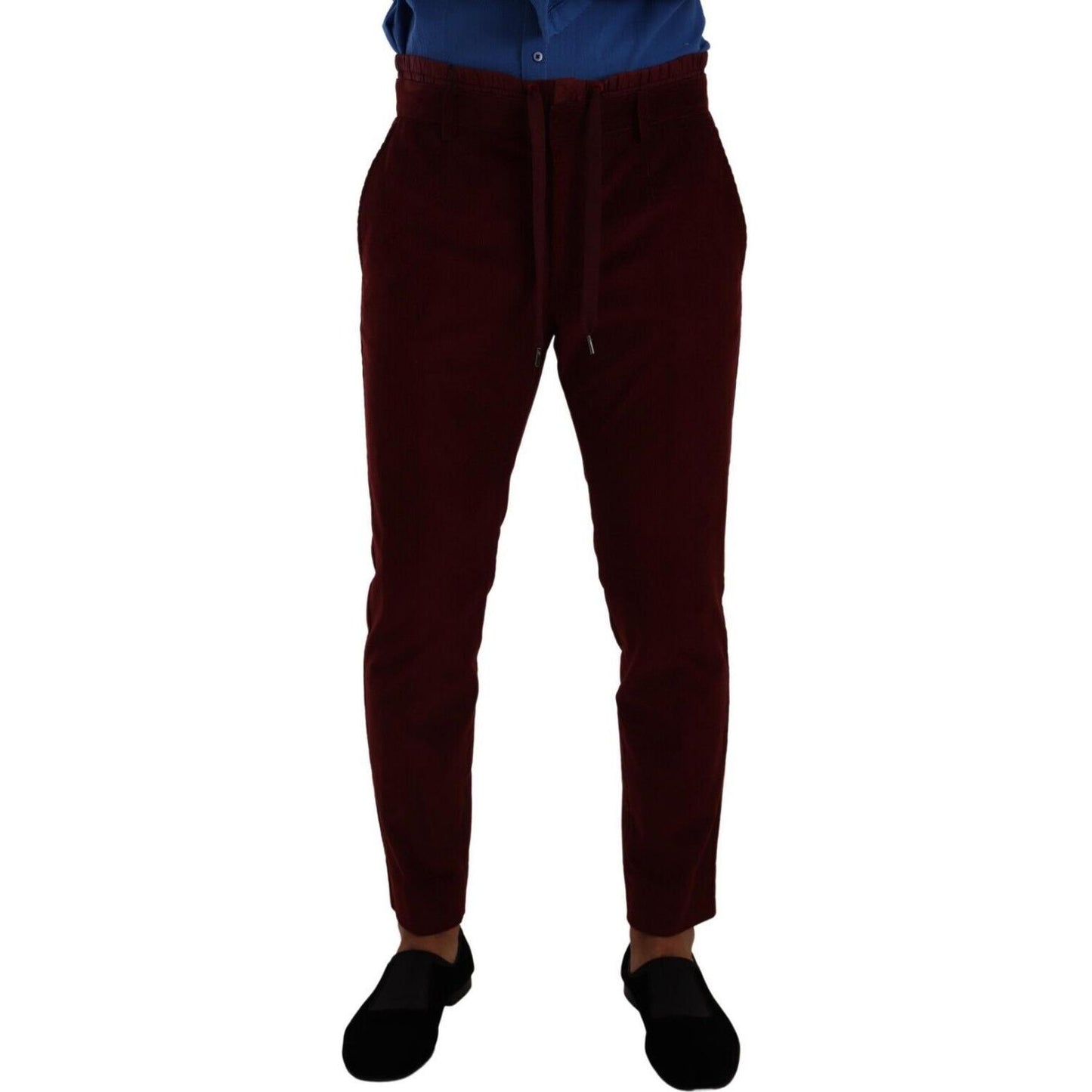 Dolce & Gabbana Bordeaux Velvet Mens Formal Trouser Dress Pants
