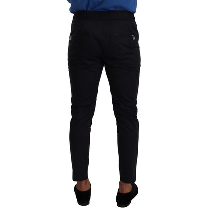 Dolce & Gabbana Blue Cotton Stretch Jogging Trouser Pants