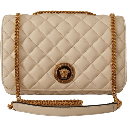 Versace Elegant White Nappa Leather Shoulder Bag