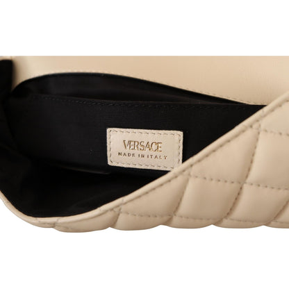 Versace Elegant White Nappa Leather Shoulder Bag