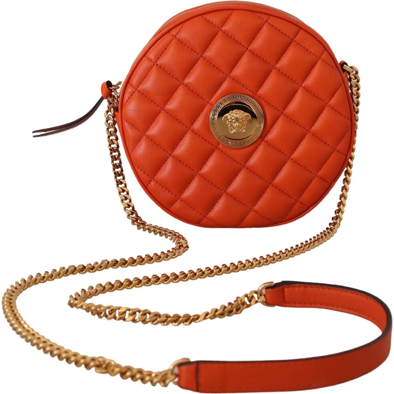 Versace Red Nappa Leather Medusa Round Crossbody Bag