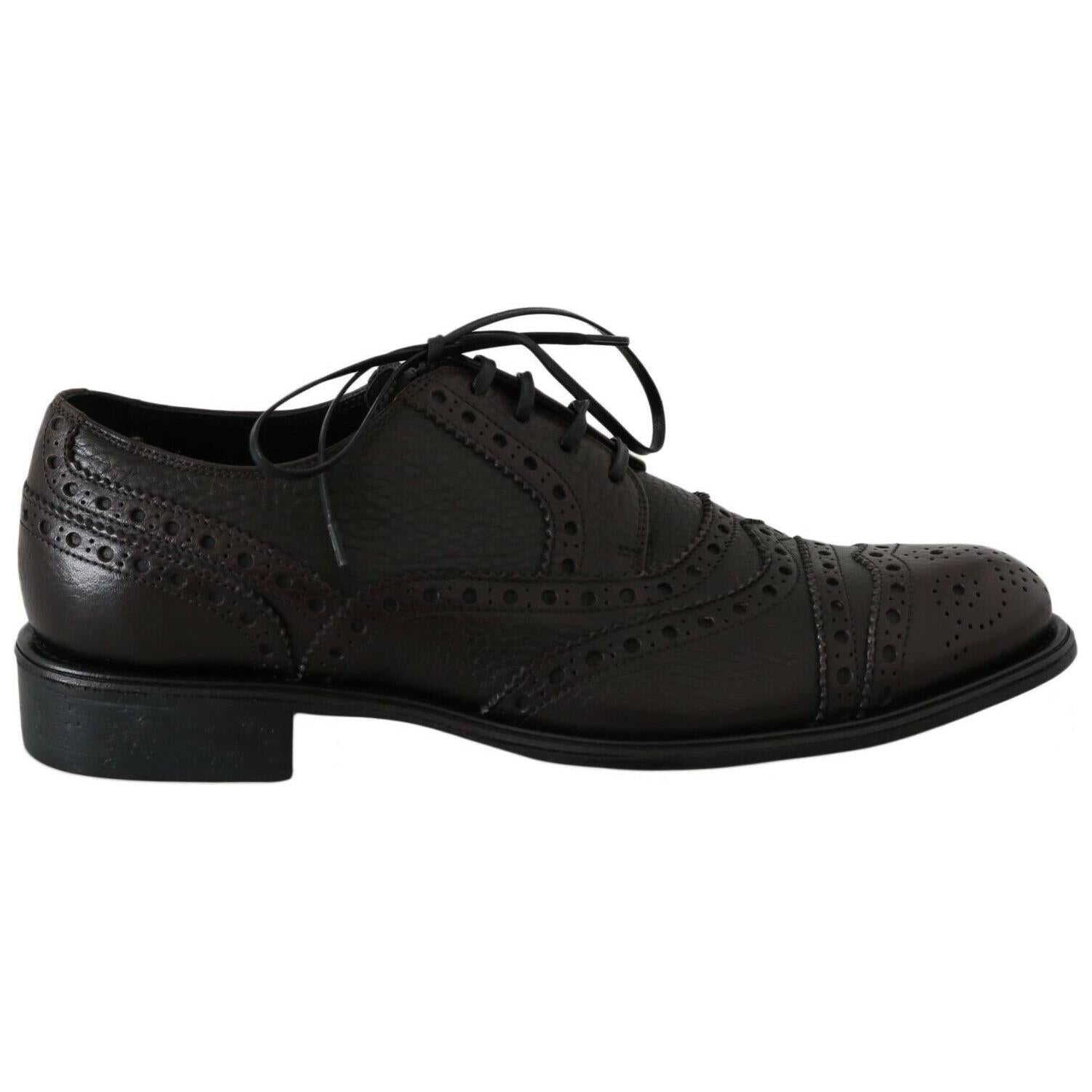 Dolce & Gabbana Brown Leather Wingtip Derby Formal Shoes