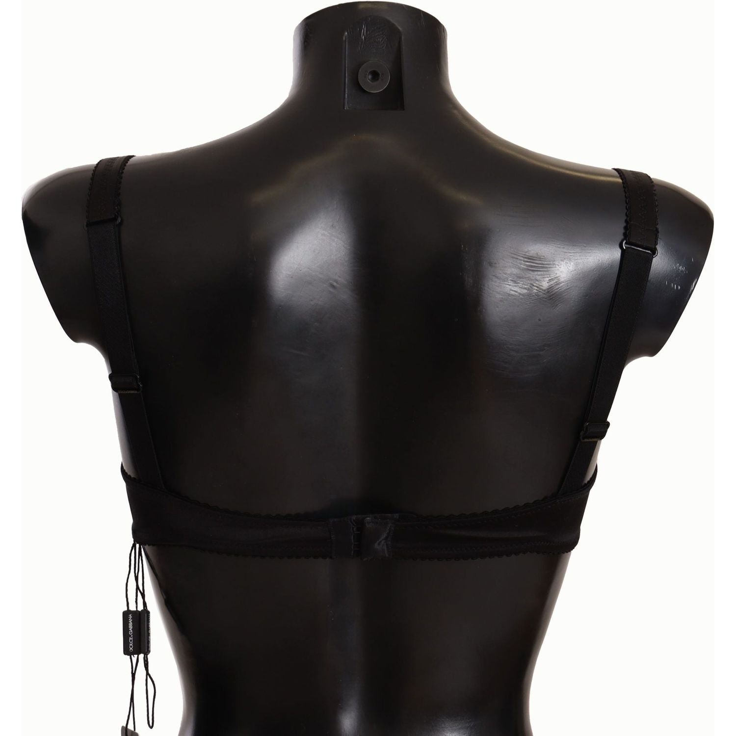 Dolce & Gabbana Black Polka Dot Satin Lace Balconette Bra