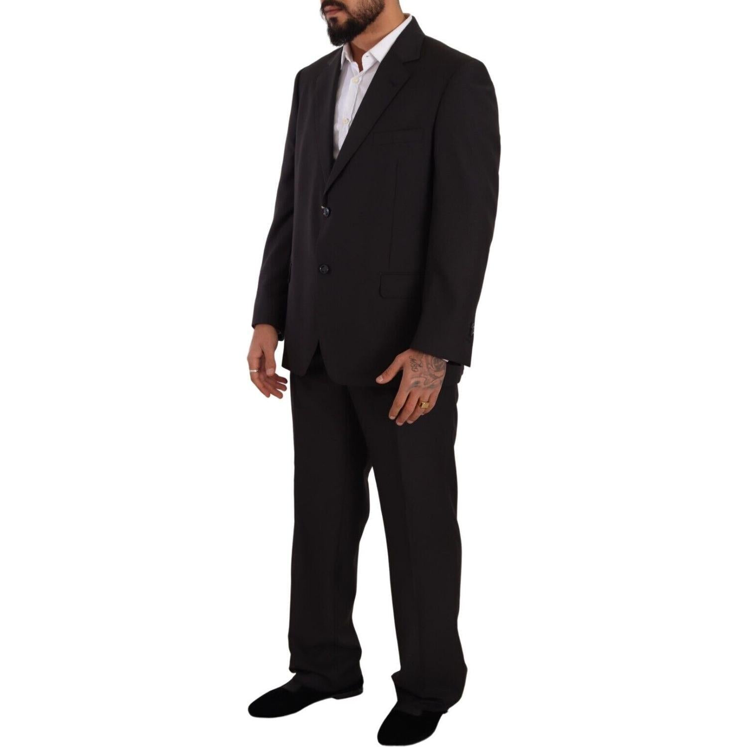 Domenico Tagliente Gray Polyester Single Breasted Formal Suit