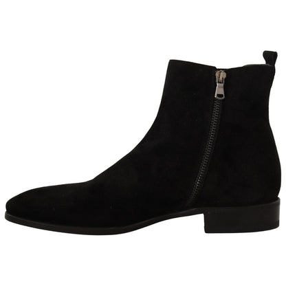 Dolce & Gabbana Black Suede Leather Chelsea Mens Boots Shoes
