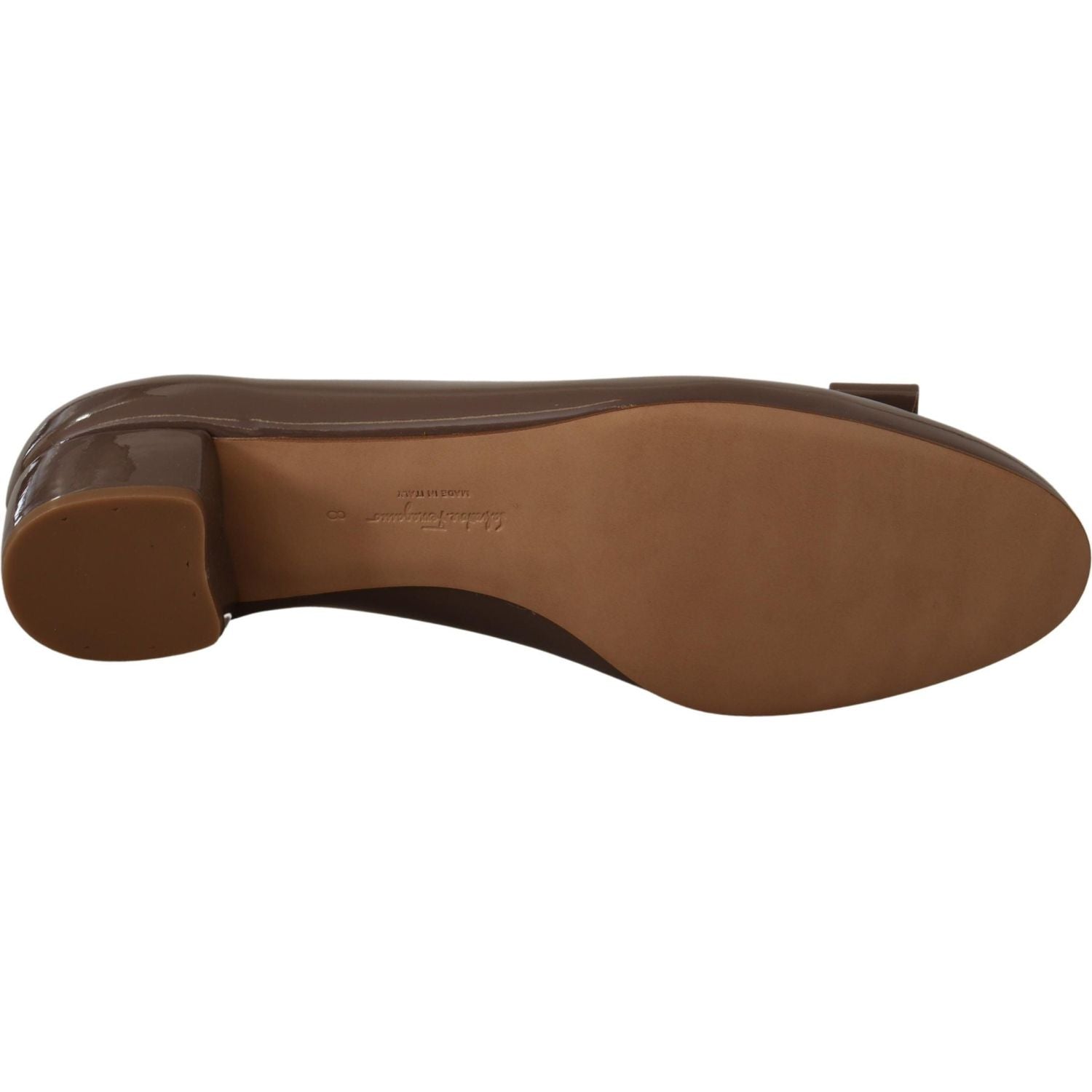 Salvatore Ferragamo Brown Naplak Calf Leather Pumps Shoes