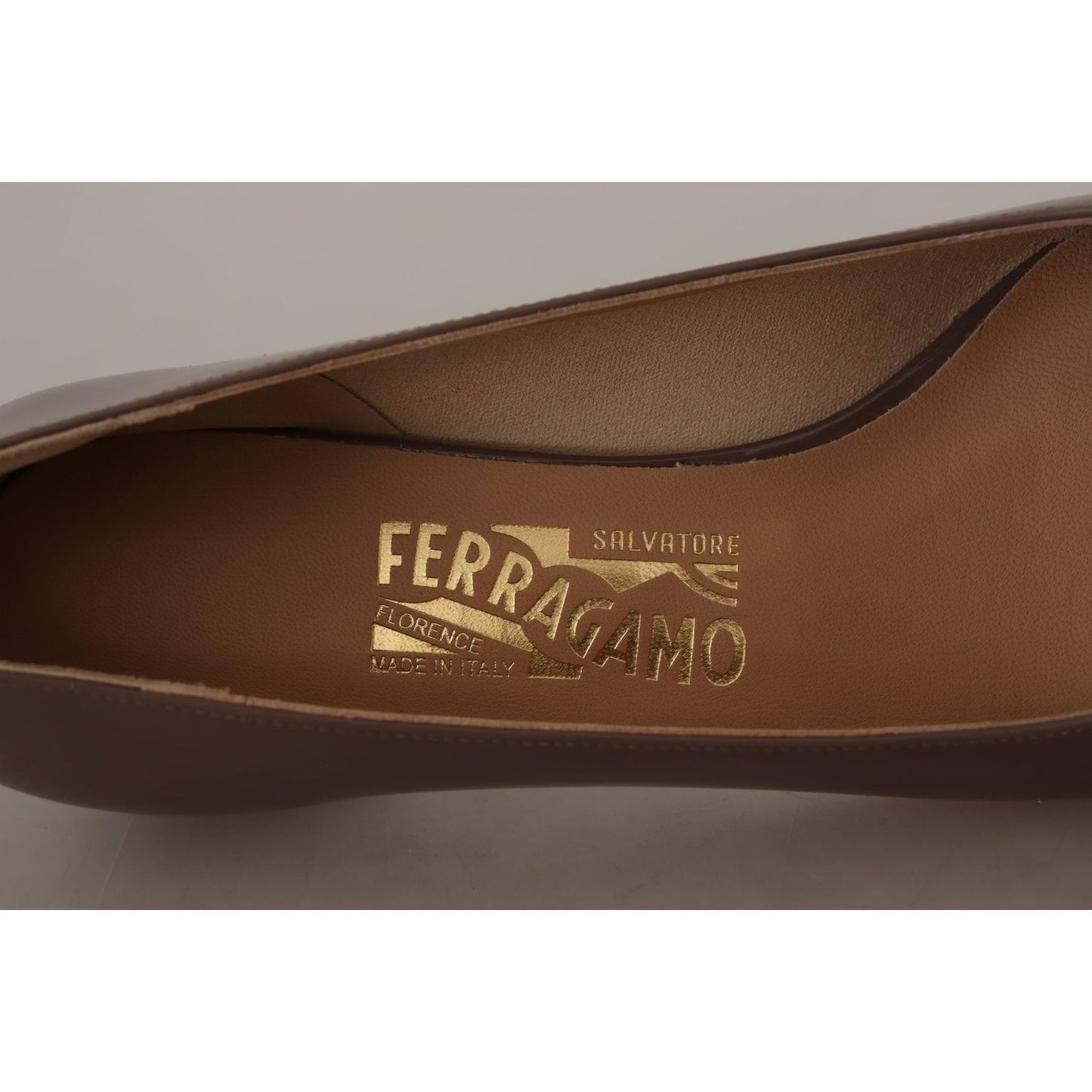 Salvatore Ferragamo Elegant Caraway Brown Pumps with Vara Bow WOMAN PUMPS