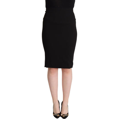 Dolce & Gabbana Black High Waist Knee Length Pencil Cut Skirt