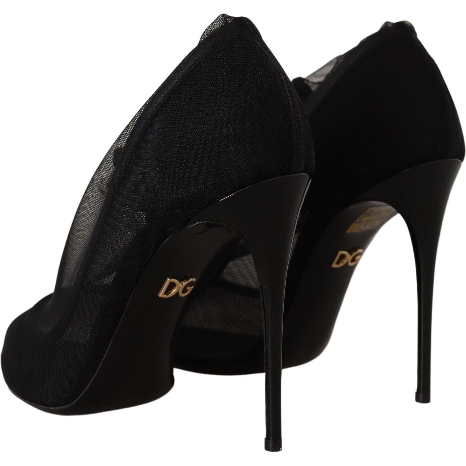 Dolce & Gabbana Black Tulle Stretch Boots Pumps Shoes