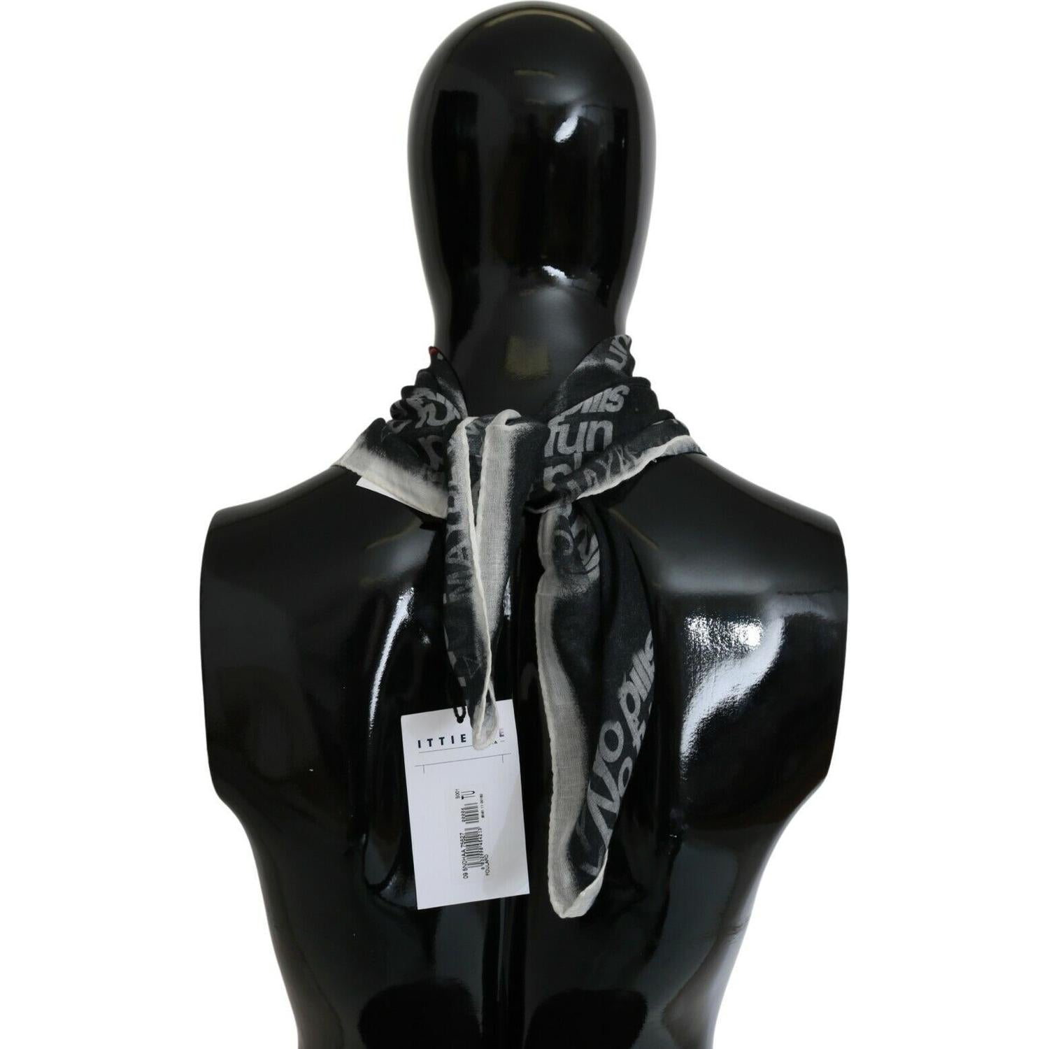 Costume National Dark Gray Wool Foulard Branded Scarf