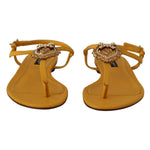 Dolce & Gabbana Mustard Leather Devotion Flats Sandals Shoes
