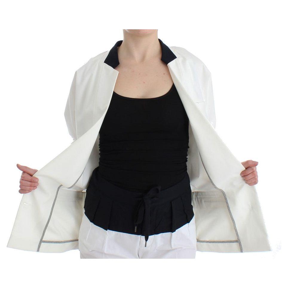 Andrea Pompilio White Cotton Blend Oversized Blazer Jacket