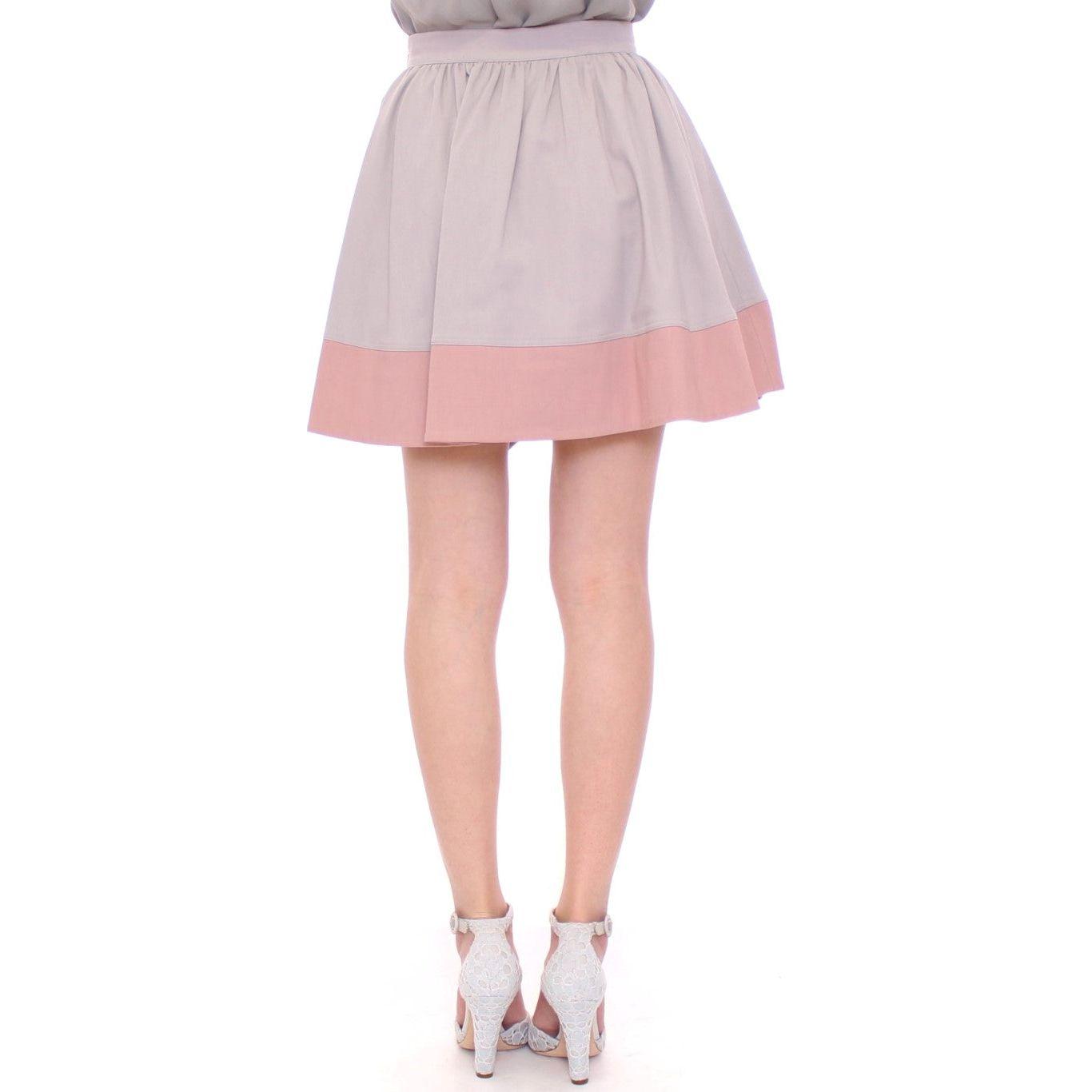 Comeforbreakfast Pink Gray Mini Short Pleated Skirt