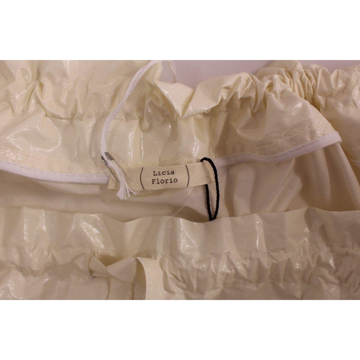 Licia Florio White Above-Knee Stretch Waist Strap Skirt