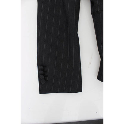 Dolce & Gabbana Gray Striped Slim Fit Wool Blazer