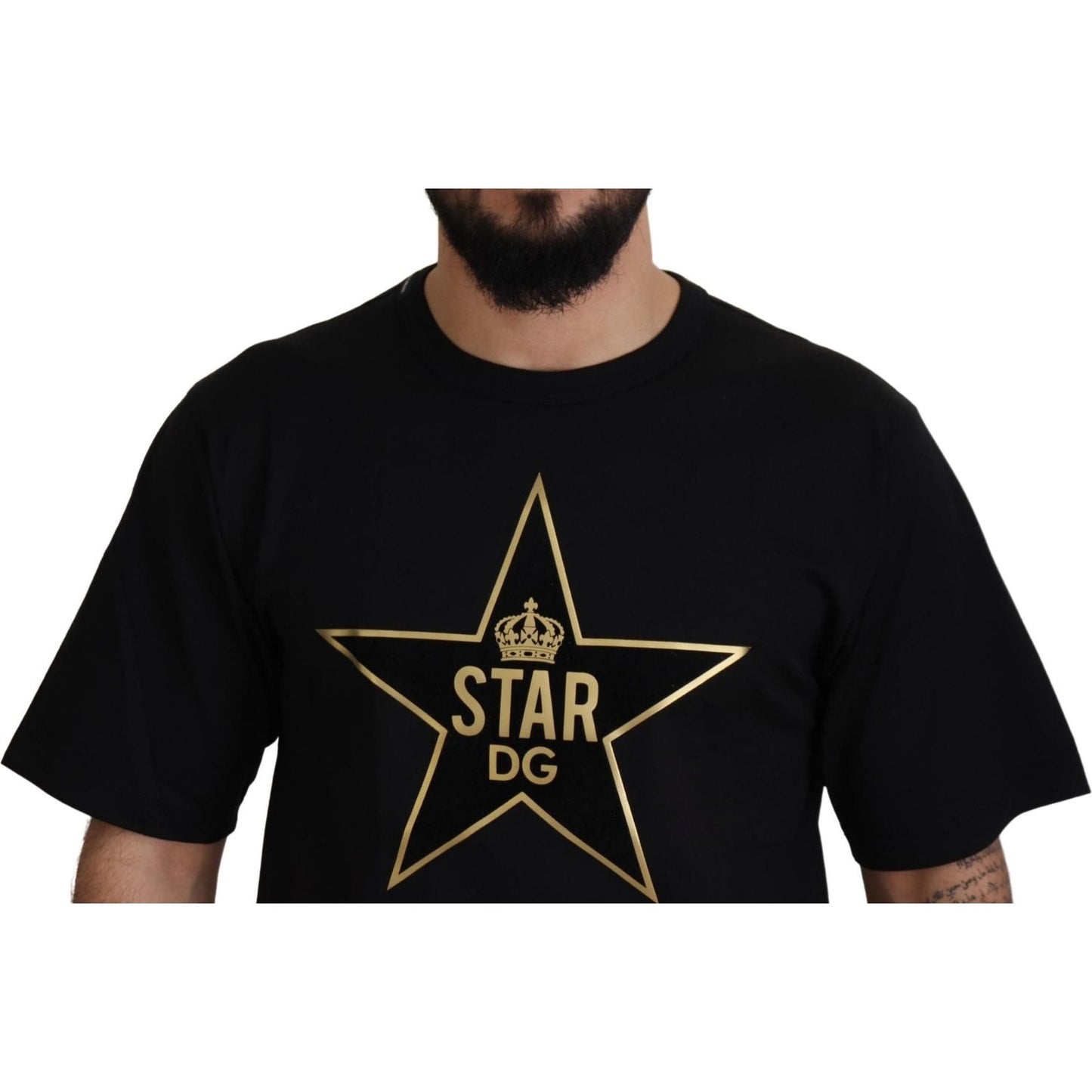 Dolce & Gabbana Black Gold STAR Crown DG Cotton Crewneck T-shirt