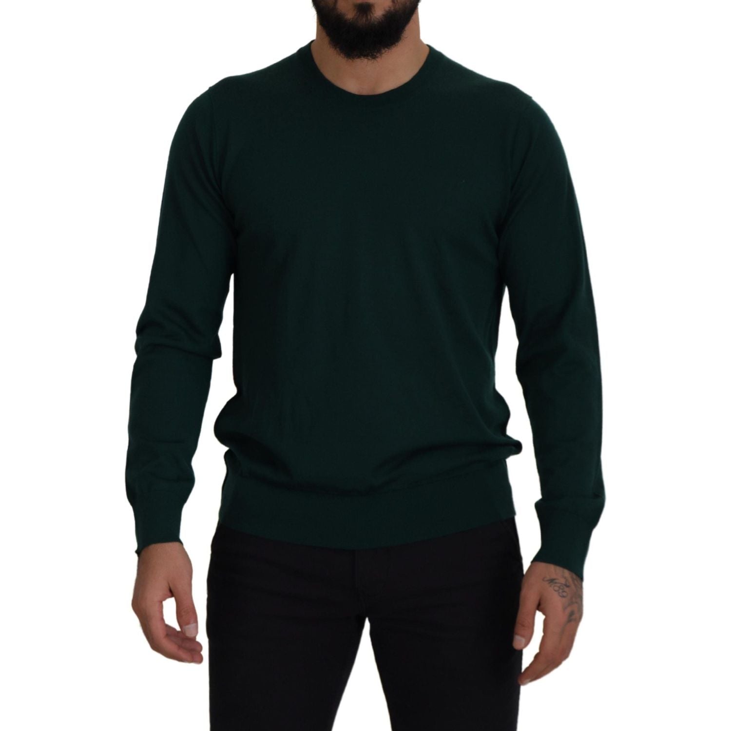 Dolce & Gabbana Green Cashmere Crewneck Pullover Sweater