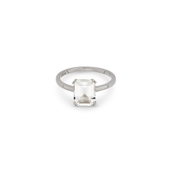 24KAE JEWELS JEWELRY Mod. 12409S/56 silver ring with clear gemstone