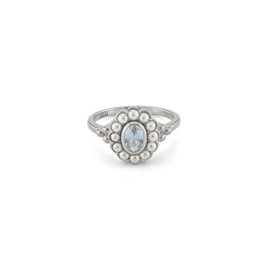 Elegant 24KAE JEWELS JEWELRY Mod. 12416S/58 silver ring with pearl and gem design