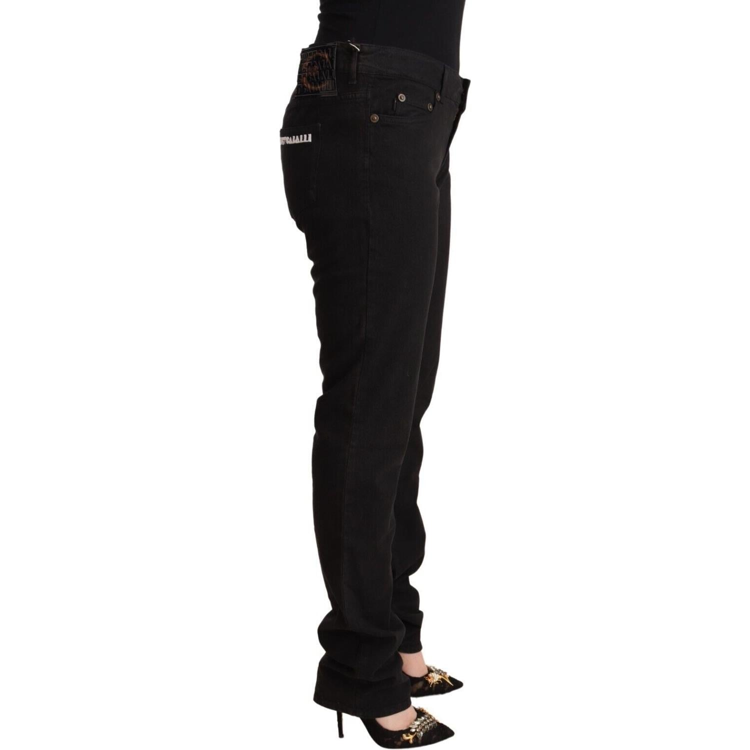 Just Cavalli Black Mid Waist Denim Cotton Skinny Jeans