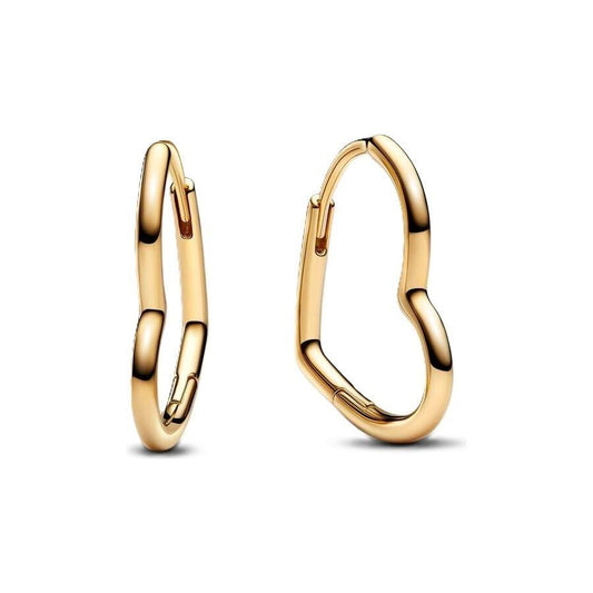 Elegant PANDORA Mod. 268307C00 gold hoop earrings with sleek design.