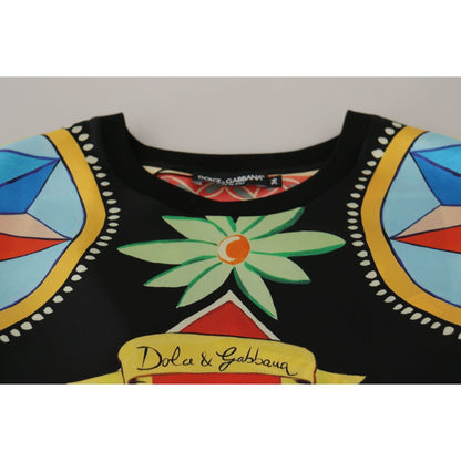 Dolce & Gabbana Multicolor Soldier Carretto Silk Top T-shirt