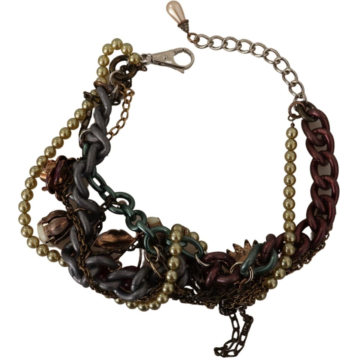 Dolce & Gabbana Gold Brass Sicily Floral Crystal Statement Necklace