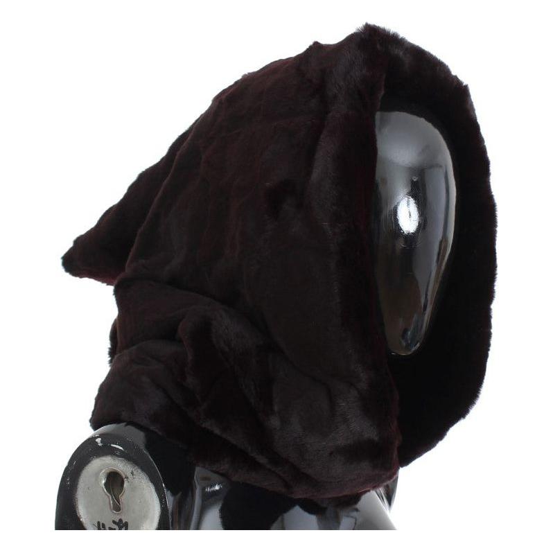 Dolce & Gabbana Purple Weasel Fur Crochet Hood Scarf Hat