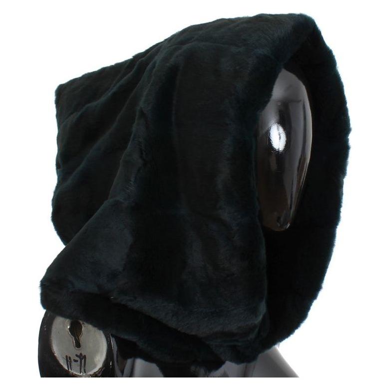 Dolce & Gabbana Green Weasel Fur Crochet Hood Scarf Hat