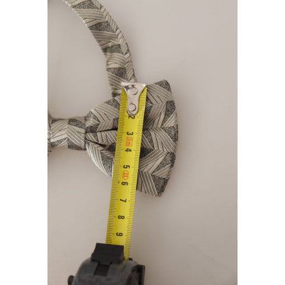 Dolce & Gabbana Gray 100% Silk Adjustable Neck Papillon Bow Tie