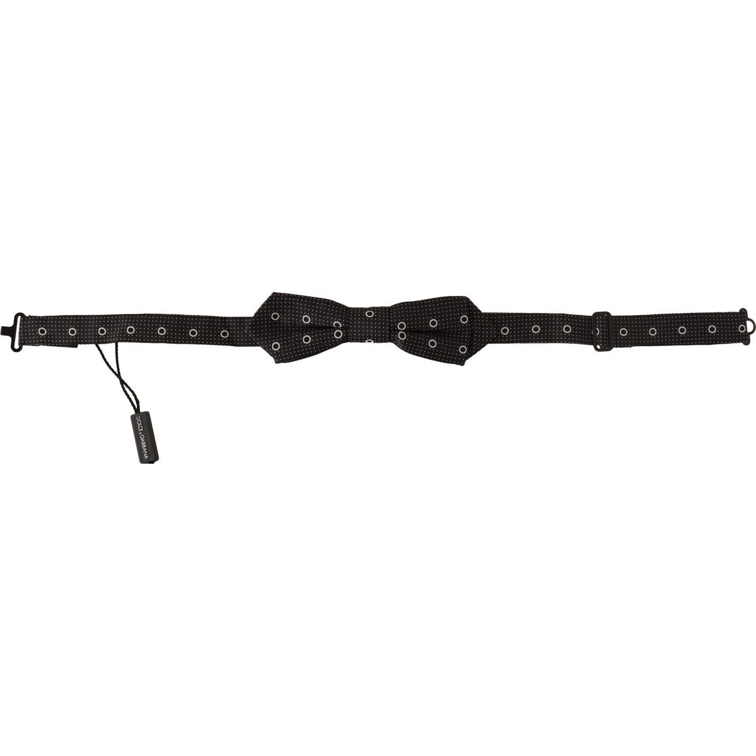 Dolce & Gabbana Black White Polka Dot 100% Silk Neck Papillon Tie