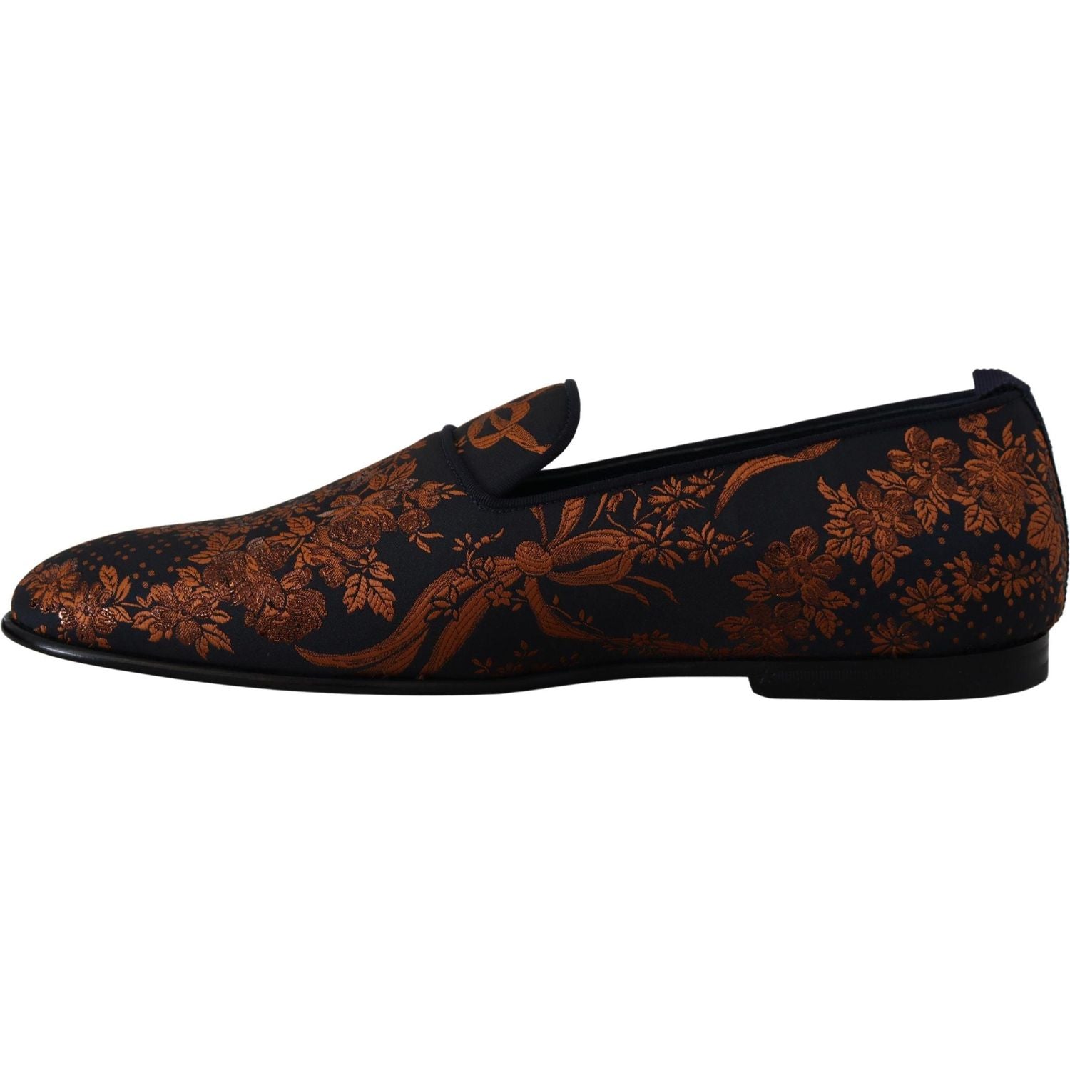 Dolce & Gabbana Blue Rust Floral Slippers Loafers Shoes
