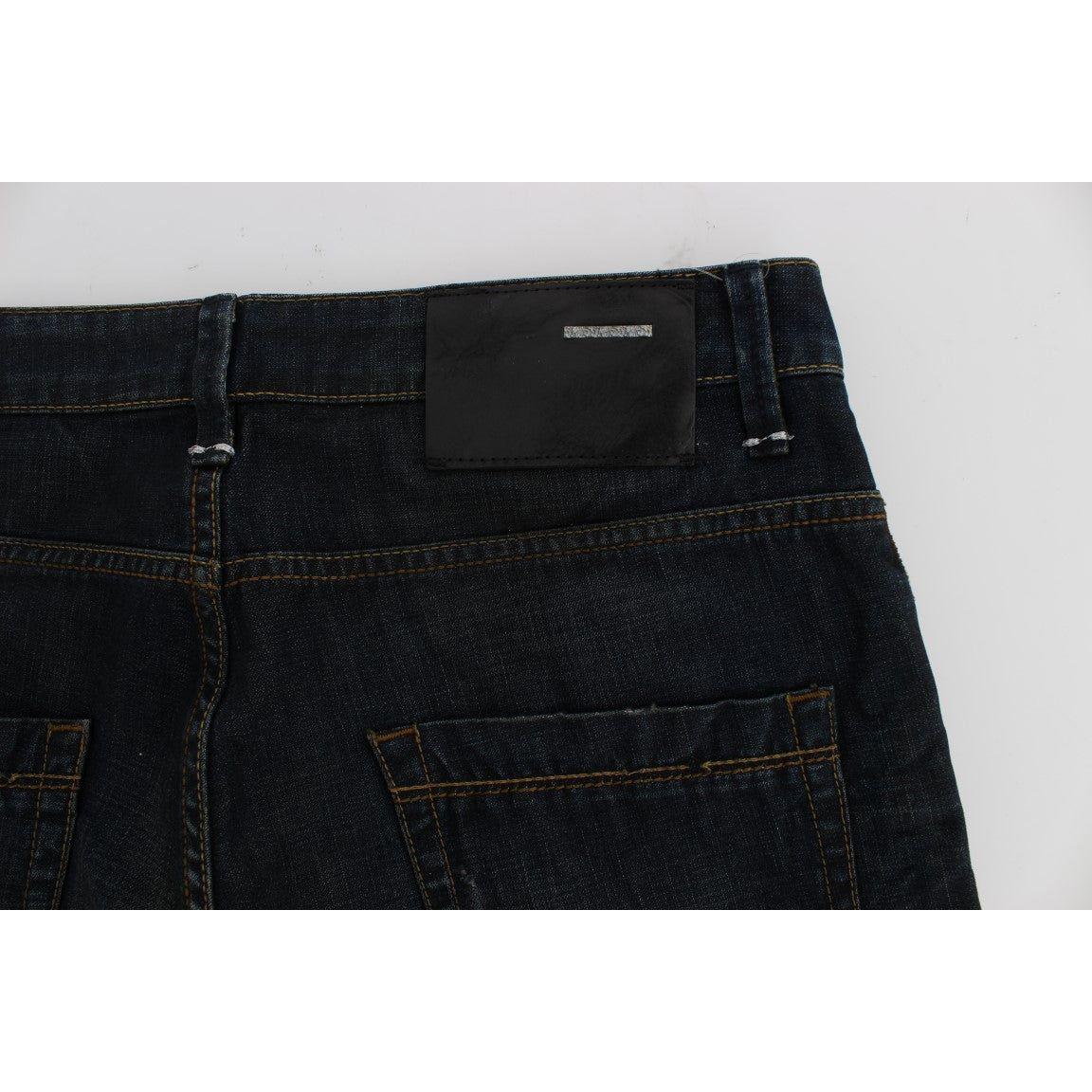 Acht Blue Wash Cotton Denim Straight Fit Jeans