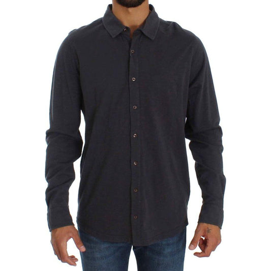 Alpha Massimo Rebecchi Gray Cotton Button Down Casual Shirt