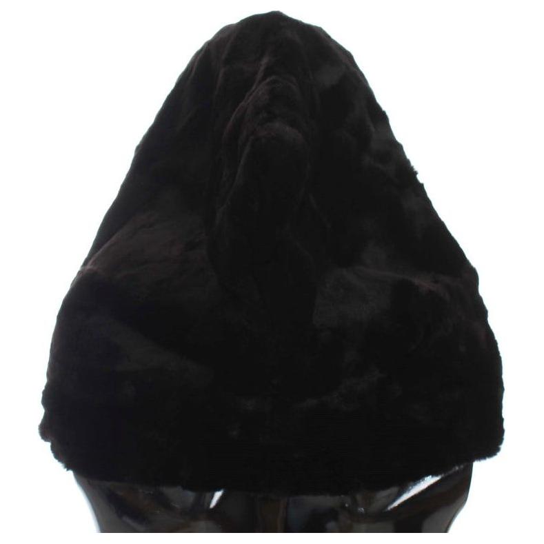 Dolce & Gabbana Black Weasel Fur Crochet Hood Scarf Hat
