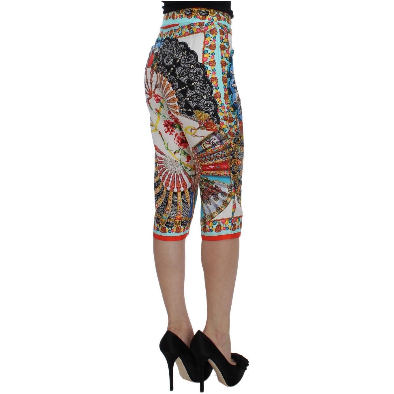 Dolce & Gabbana Multicolor Majolica Sicily Silk Pants